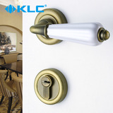 【德国KLC】欧式仿古青古铜门锁 分体锁 陶瓷把手纯铜锁芯 米兰