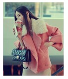 短外套女装长袖2015秋冬季韩版小香风大翻领羊绒短款毛呢外套加厚