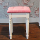 家具白色田园风格实木书桌凳子碎花梳妆凳海绵坐凳化妆凳粉色韩式