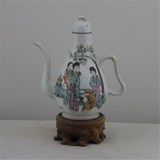 人图 酒壶 茶壶 古代真品瓷 老货旧货收藏古玩民国粉彩美
