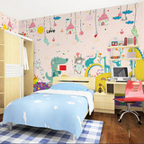 无纺布壁纸卧室儿童房玩具店简约温馨背景墙纸小动物主题大型壁画
