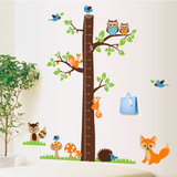 卡通动物松鼠身高树墙贴自粘可移除儿童量身高墙纸贴画墙壁贴纸