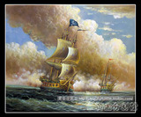 黄金分割社 大芬村纯手绘油画 欧式装饰画 海上战舰