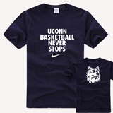 NCAA哈士奇 康涅狄格大学T恤男短袖  美国大学生 篮球服 纯棉