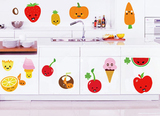 园背景墙贴画卡通水果蔬菜柜子贴纸厨房餐厅橱柜装饰贴儿童房幼儿