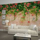 大型无缝壁画 3d立体卧室客厅电视背景墙纸壁纸 蔷薇玫瑰花卉田园