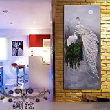 纯手绘抽象油画单联欧式立体装饰画玄关卧室酒店墙壁挂画 孔雀