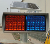 大规格2组太阳能爆闪灯 施工警示灯 红蓝爆闪灯 公路养护灯