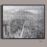 美国时代广场 纽约曼哈顿城市全景黑白摄影艺术 办公室书房装饰画