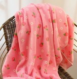 粉色可爱樱桃小草莓珊瑚绒毛毯空调毯儿童宝宝毯夏毯保暖床单毯子