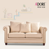 亚迪 美式铆钉布艺沙发 高档棉麻面料沙发 欧式经典风格二人沙发