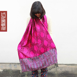 2015新款春女薄围巾丝巾 尼泊尔提花民族风复古两用礼服民族披肩