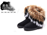 2015外贸新款雪地靴狐狸毛长筒靴子兔毛棉鞋女款雪地靴保暖包邮