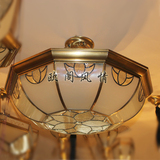 欧式全铜半吊灯美式客厅卧室书房拼花吸顶灯手工焊锡纯铜玻璃灯具