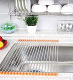 不锈钢沥水架 厨房水槽篮可伸缩 折叠式 洗菜碗盘用置物水池架子