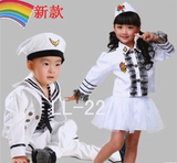 新款儿童军装演出服装幼儿女兵服少儿合唱舞蹈演出白色海军表演服
