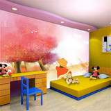 大型壁画 儿童壁纸/电视墙/背景墙/儿童房女孩房粉红卡通人物 树