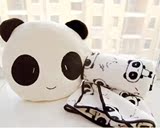 熊猫可插手毛绒暖手宝捂空调抱枕被子三合一珊瑚绒毯子生日礼物女