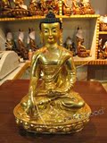 藏传佛教佛像 正宗尼泊尔进口紫铜全鎏金释迦牟尼佛像 1尺