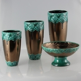 欧式新古典陶瓷复古花桶现代客厅餐桌花瓶家居样板房装饰品摆件