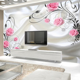 电视背景墙纸壁纸大型壁画 客厅卧室温馨浪漫简约3D立体丝绸玫瑰