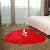 简约现代 床边地毯客厅茶几卧室婚庆心形粉红色长毛地垫 防滑水洗