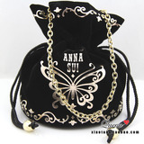 专柜正品Anna sui 安娜苏限量黑色丝绒烫金蝴蝶化妆包 晚宴包