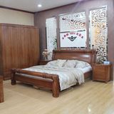 原木床水曲柳现代中式实木床1.5 1.8米双人床榻榻米婚床家具户型