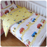 婴儿床上用品套件 婴儿床单被套三件套   幼儿园纯棉卡通被单床笠