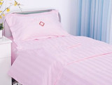 医院医用床单被罩三件套纯棉涤棉蓝白条白色段条天蓝色病房病床