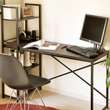 简约小户型特色创意胡桃色五金脚1.2米小型电脑桌写字台带书架