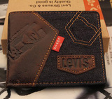 正品代购专柜Levi's李维斯牛仔钱包男士复古短款真皮牛皮钱夹包包