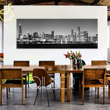 芝加哥海岸线 现代欧美巨幅无框画装饰画壁挂画 客厅卧室餐厅简约