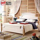 和购家具地中海实木床白色水曲柳床双人床1.8米美式大床欧式床162