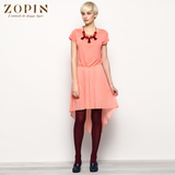 【3.8提前秒】zopin作品女装韩版短袖圆领中腰褶皱连衣裙Z13S5O03