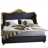 上海欧式古典金箔床卧室实木床软包床双人床蓝色软体床布艺床定制