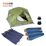 乐游家庭自动帐篷3-4人套装 露营睡袋帐篷灯自动充气垫8件套 包邮
