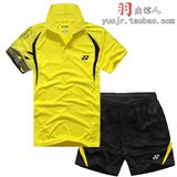 YY新款羽毛球服 男女款上衣短裤子 夏季运动服 黄蓝红白色 速干