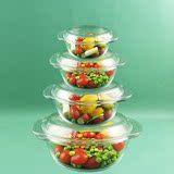 微波炉玻璃碗圆形带盖透明保鲜盒耐热玻璃饭碗大号汤煲泡面碗包邮
