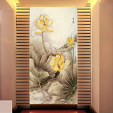 莲花荷花中式国画大型壁画玄关过道背景墙无纺布墙纸壁纸BH442