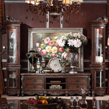 美式大理石电视柜高端奢华欧式电视柜组合实木雕刻欧式实木电视柜