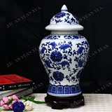 景德镇陶瓷器 仿古青花将军罐花瓶 古典现代时尚工艺品家居摆件