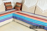 外贸色织全棉地中海绗缝沙发垫条纹布艺坐垫欧式简约沙发垫子彩条
