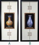 中式风格装饰画有框卡纸雕花画花瓶客厅沙发背景挂画卧室餐厅壁画