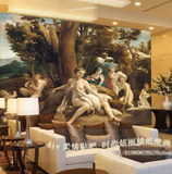 RQ欧洲油画人物欧式大型壁画客厅沙发背景墙装饰画墙纸壁纸无缝布
