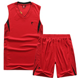 2016乔丹篮球服套装男无袖比赛球衣品牌夏季V领篮球衣大码印号红