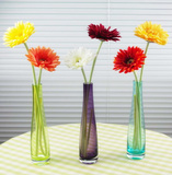 现代简约家居装饰品透明水晶玻璃花瓶仿真小花插花器餐桌摆件