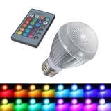 LED RGB节能七彩灯泡16色变化 遥控变彩色调光全彩E27 9W车铝灯泡