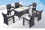 透明钢化玻璃现代简约方桌餐桌阳台休闲咖啡洽谈桌椅组合户外上海