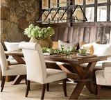 美式乡村LOFT工业做旧风格 铁艺松木餐桌椅 组合 简约餐桌